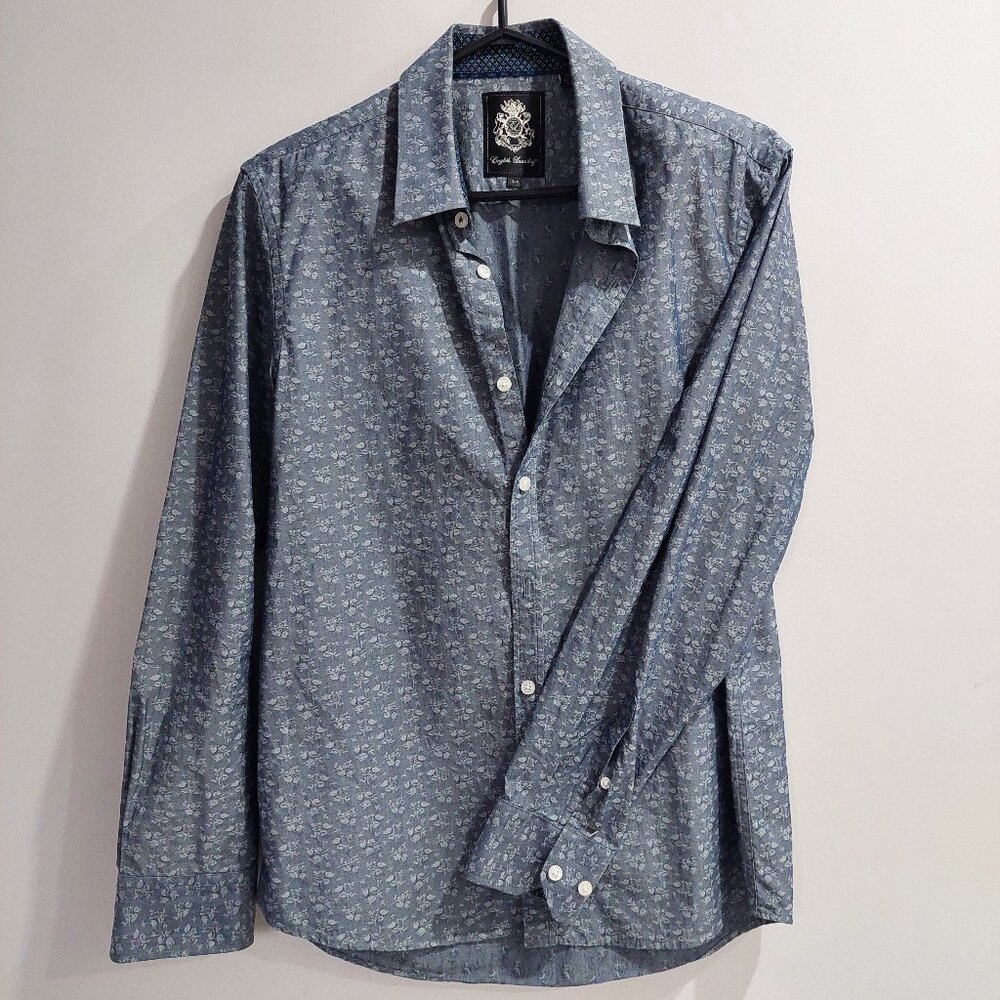 Men's English Laundry Long Sleeve Dress Shirt With Subtle Floral, Size S